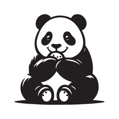create a panda Silhouette Vector with white