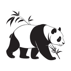 create a panda Silhouette Vector with white