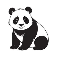 create a panda Silhouette Vector with white