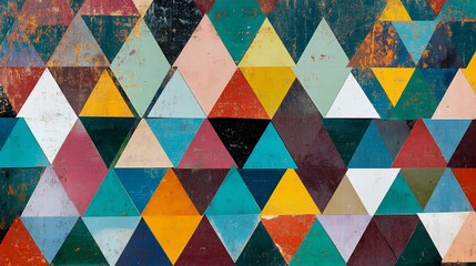 Colorful geometric triangle pattern background with textured effect
