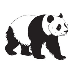 create a panda Silhouette Vector with white