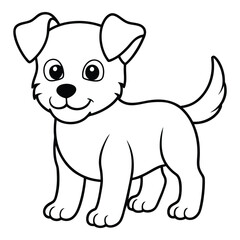 Fototapeta premium Cute puppy dog vector illustration outlined pet animal drawing for children coloring page design