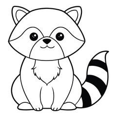 Fototapeta premium Cute raccoon outline illustration adorable cartoon animal design for coloring books and educational resources