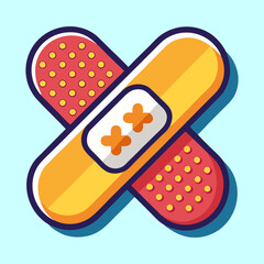 Crossed bandages create a playful graphic icon representing health and first aid