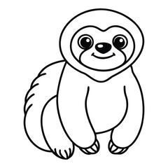 Obraz premium Cute sloth cartoon line art drawing vector illustration for coloring book and design projects