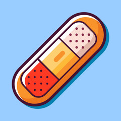 Cartoon illustration of an adhesive bandage for wound care and first aid