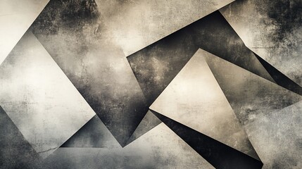 Monochrome Geometric Abstract with Textured Surface and Angular Shapes