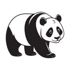 create a panda Silhouette Vector with white