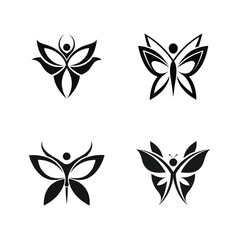 Obraz premium Elegant Black Butterfly Logo Designs On White Background For Branding