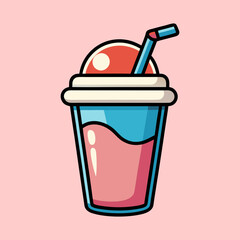 Illustration of a refreshing beverage with a vibrant and cheerful color palette