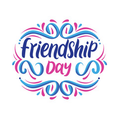 Fototapeta premium Friendship day celebration vector graphic with decorative blue and pink elements