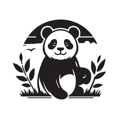 create a panda Silhouette Vector with white background 