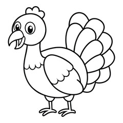Fototapeta premium Outlined cartoon turkey illustration for children coloring books and educational resources vector graphic