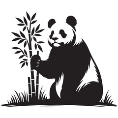 create a panda Silhouette Vector with white background 