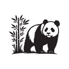 create a panda Silhouette Vector with white background 