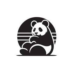 create a panda Silhouette Vector with white background 