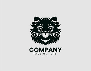 Fototapeta premium Adorable Fluffy Kitten Big Expressive Eyes Vector Logo Design