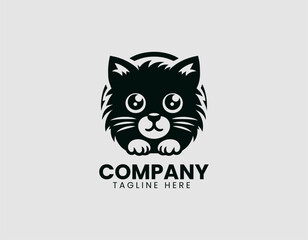 Obraz premium Adorable Fluffy Kitten Big Expressive Eyes Vector Logo Design