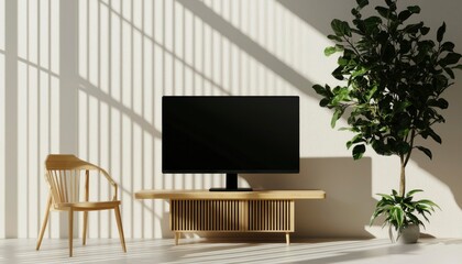Modern minimalist living room with TV