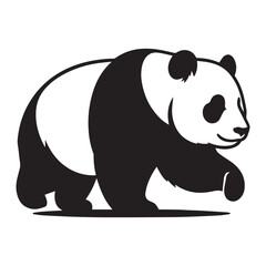 create a panda Silhouette Vector with white background 