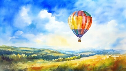 Fototapeta premium Hot air balloon flight over scenic landscape