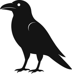 black silhouette vector icon of a crow, vector art illustration