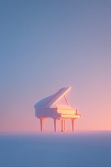 single elegant grand piano rendered in high-quality 3d illustration against minimalist background offers substantial