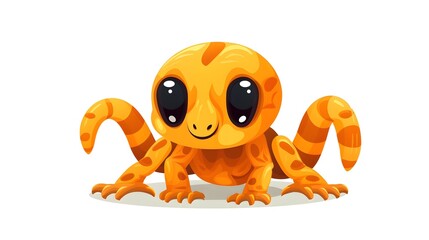 Vibrant yellow orange scorpion crawling on a surface with a mix of cute and creepy vibes