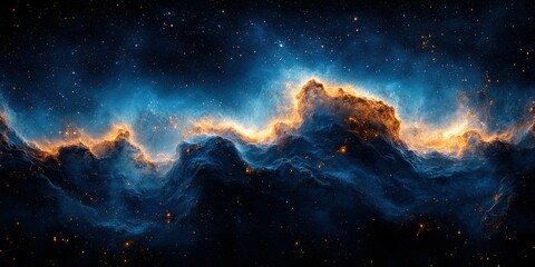 Naklejka premium Stunning cosmic landscape showcasing vibrant colors and swirling gases in deep space at the edge of a nebula