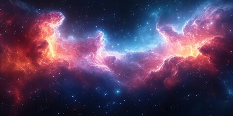 Cosmic nebula with vibrant colors illuminating the night sky in deep space