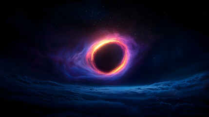 Obraz premium Fiery Cosmic Ring Above Cloudscape