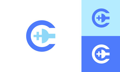 Medical and health icon logo design with letter c