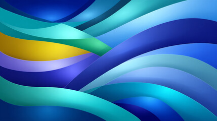 Fototapeta premium Curved Abstract Background Featuring Flowing Waves of Blue, Green, and Yellow in Chaotic Harmony