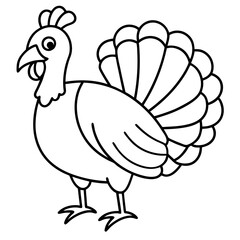 Elegant Turkey in Continuous Line Vector