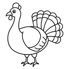 Elegant Turkey in Continuous Line Vector