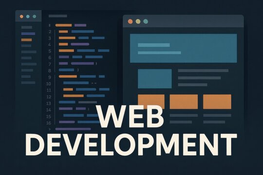 A modern web development interface showcasing code and design elements. Perfect for tech presentations, tutorials, or educational materials on programming and design.