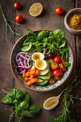 fresh salad with tomatoes and cucumbers
