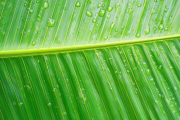 Close-up of a wet banana leaf