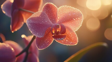 Plakat Dew-kissed orchid blossom, vibrant hues