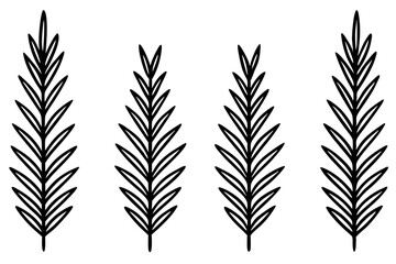 Naklejka premium Fir Branch Sketch Style Vector Set