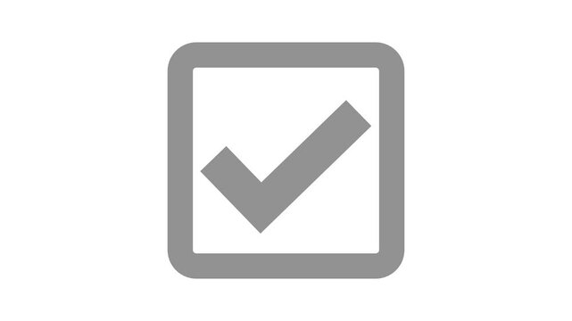 Check box inside a square shape box animation, symbolizing approval or completion