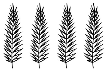 Naklejka premium Fir Branch Sketch Style Vector Set