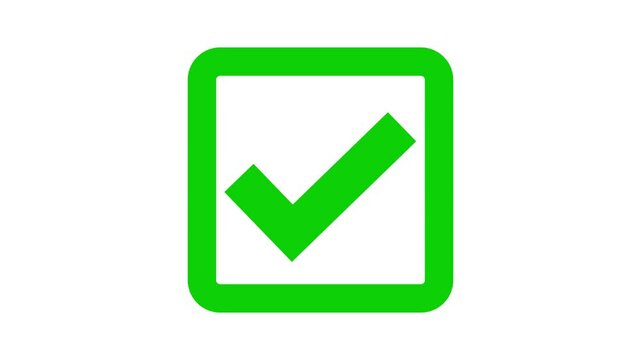 Check box inside a square shape box animation, symbolizing approval or completion