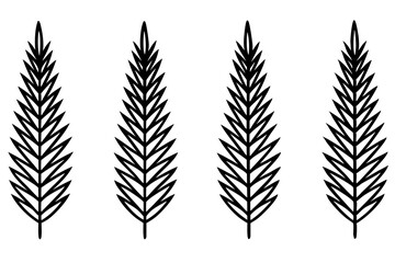 Fototapeta premium Fir Branch Sketch Style Vector Set
