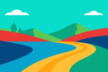 Gordijnen vector illustration of a summer landscape © FOYEJ
