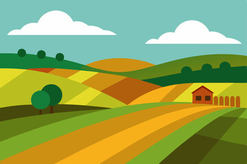 Obraz premium summer landscape with rainbow