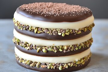 Stacked chocolate and cream cookies