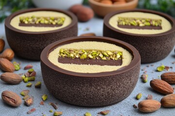 Chocolate pistachio dessert bowls