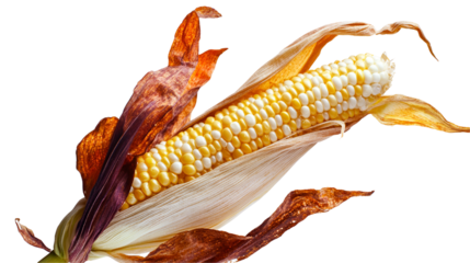 An isolated ear of corn on a white background