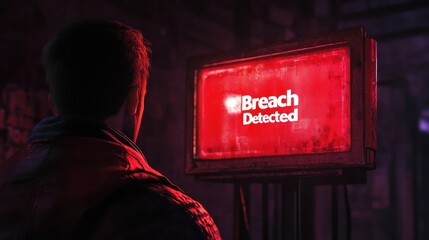 Urgent breach alert displayed on screen, causing cyber security concern